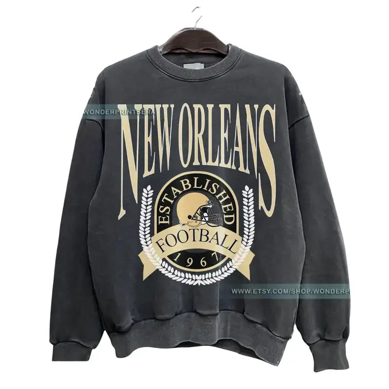 Vintage All Team Football Sweatshirt – Retro 90s Varsity Style Crewneck, GILDAN DARK HEATHER Unisex Pullover, Classic Sports Fan Gift