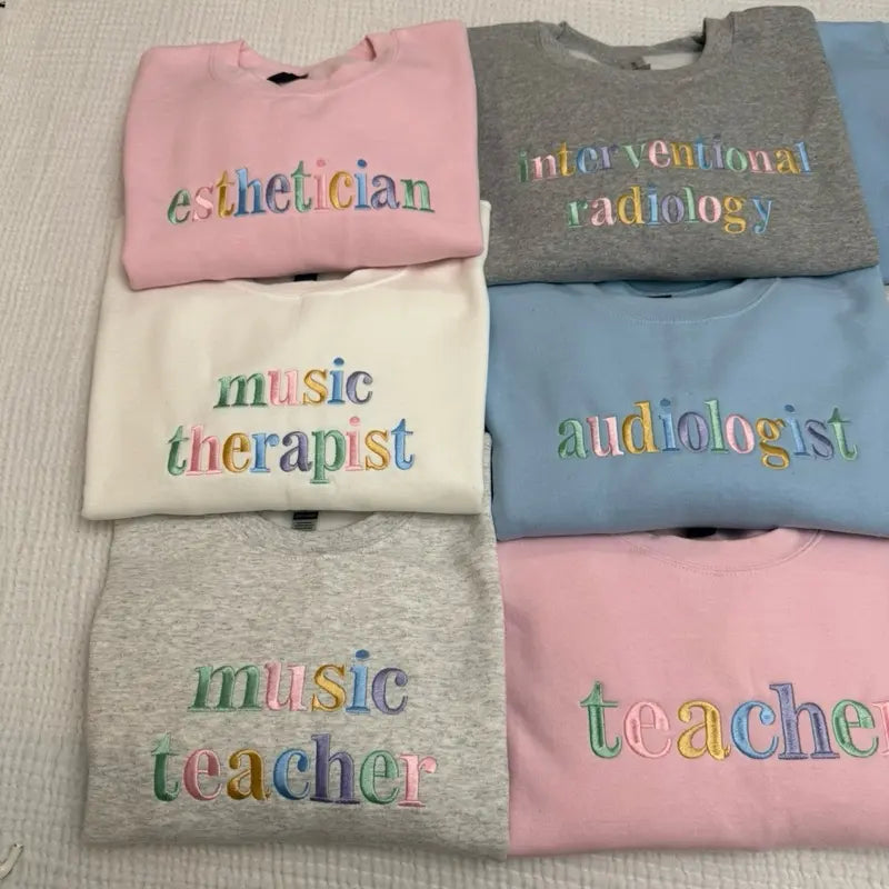Custom embroidered pastel colors career sweatshirt