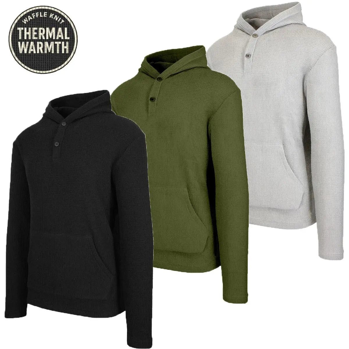 Men's Multi Pack Waffle Knit Pullover Hoodie (S-3XL)