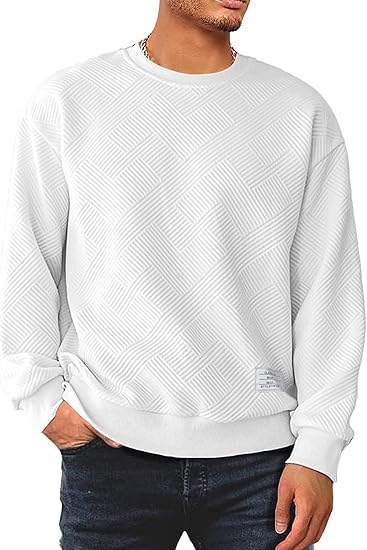 Dokotoo Men Crewneck Sweatshirts Casual Loose Fit Pullover Shirt