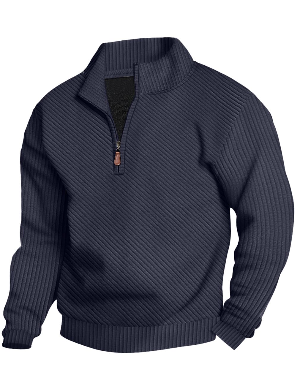 Mens Sweaters Pullover Sweater Casual Athletic Long Sleeve Quarter Zipper Stand Collar Sweatshirt