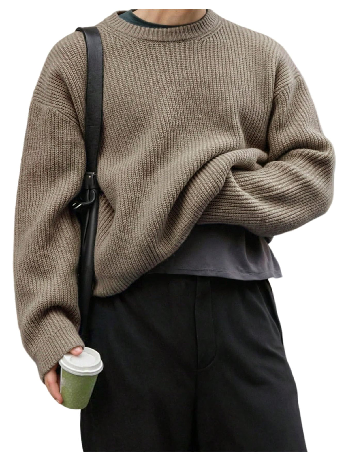 SOLY HUX Men's Long Sleeve Crew Neck Knitted Pullover Sweaters