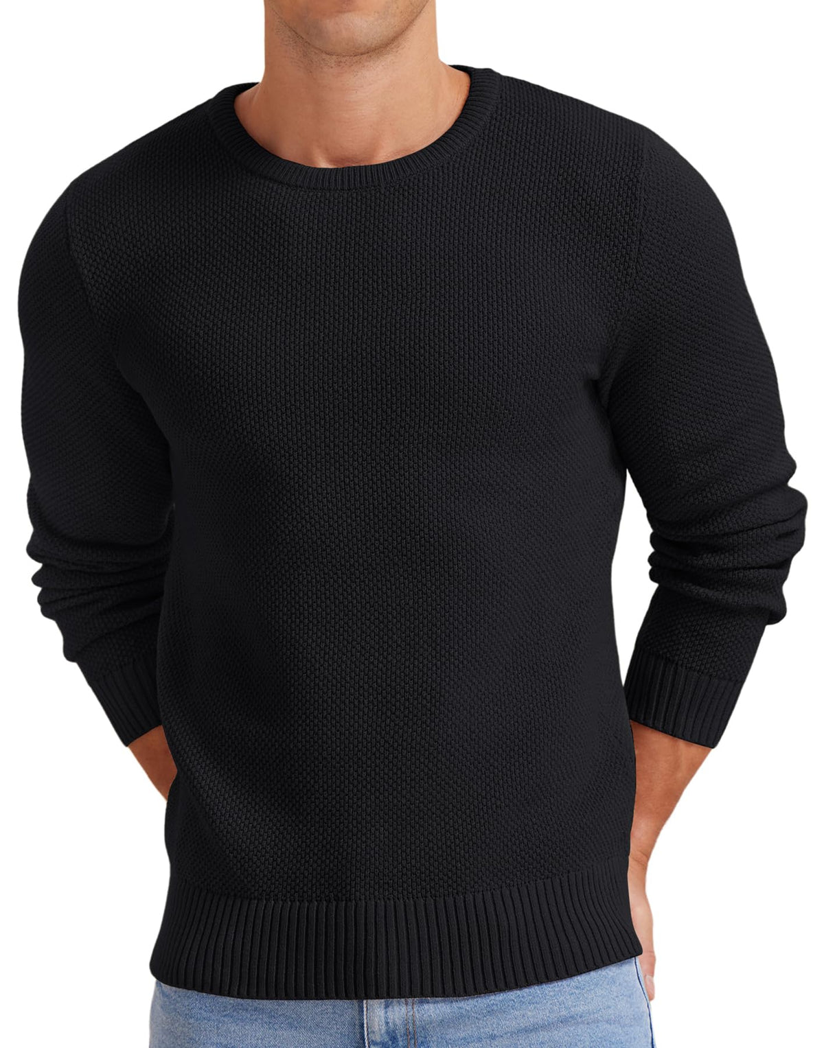 NITAGUT Men's Crewneck Sweater Soft Casual Classic Pullover Knitwear Lightweight Sweaters with Ribbing Edge