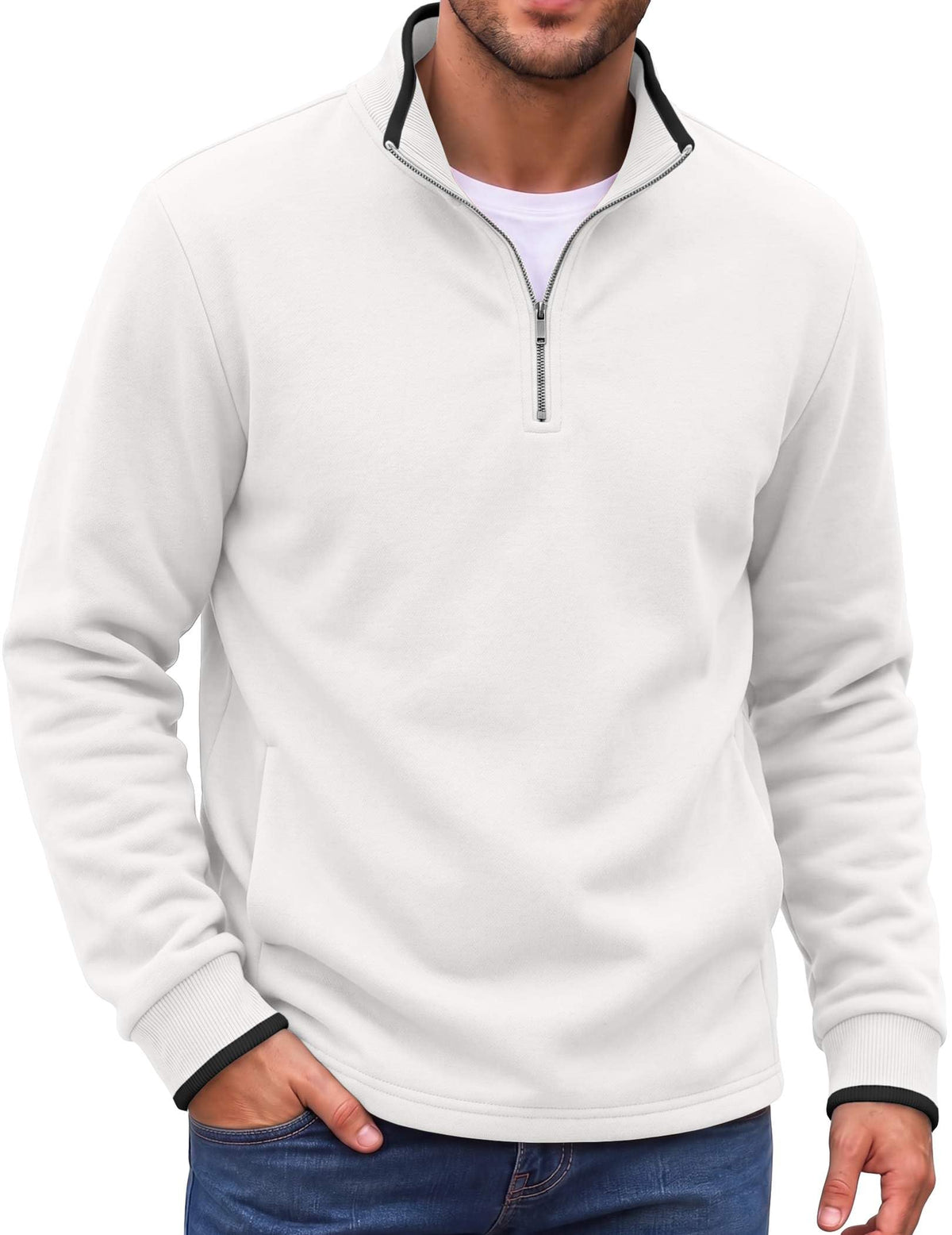 COOFANDY Mens Quarter Zip Pullover Fleece Mock Neck Casual Sweatshirt 2026