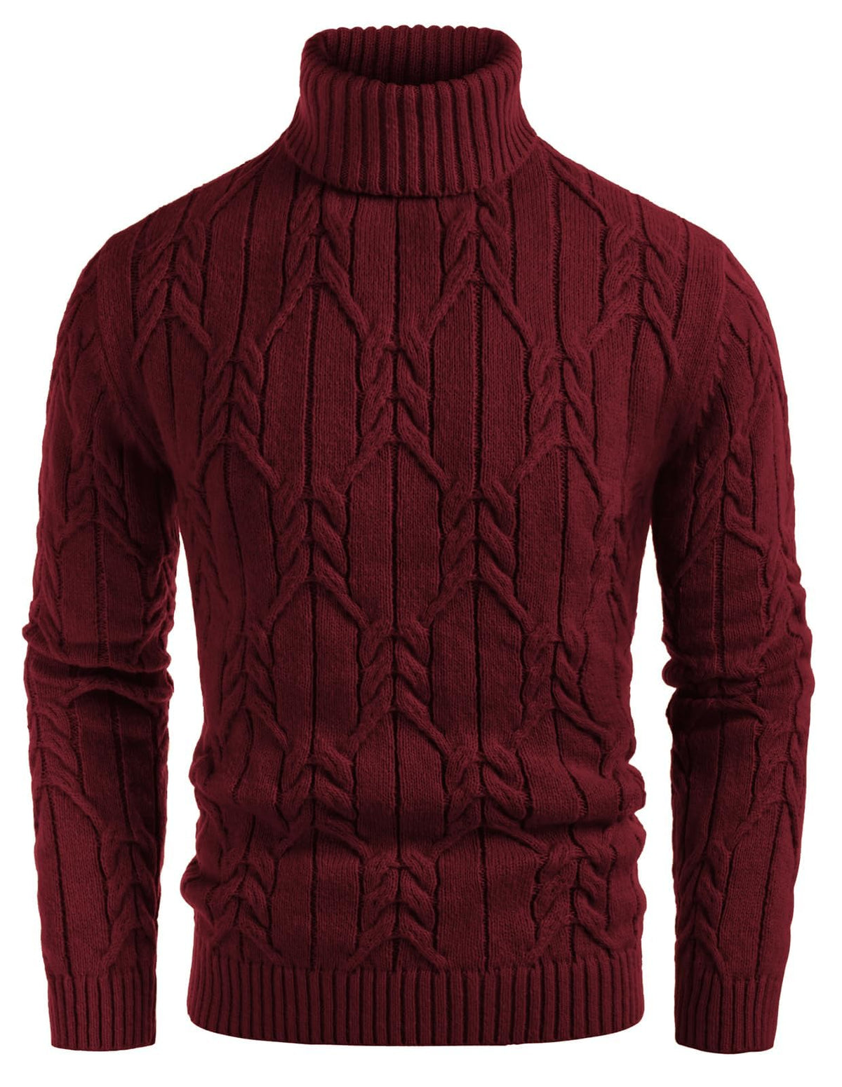 GRACE KARIN Mens Turtleneck Sweaters Cable Knit Twisted Pullover