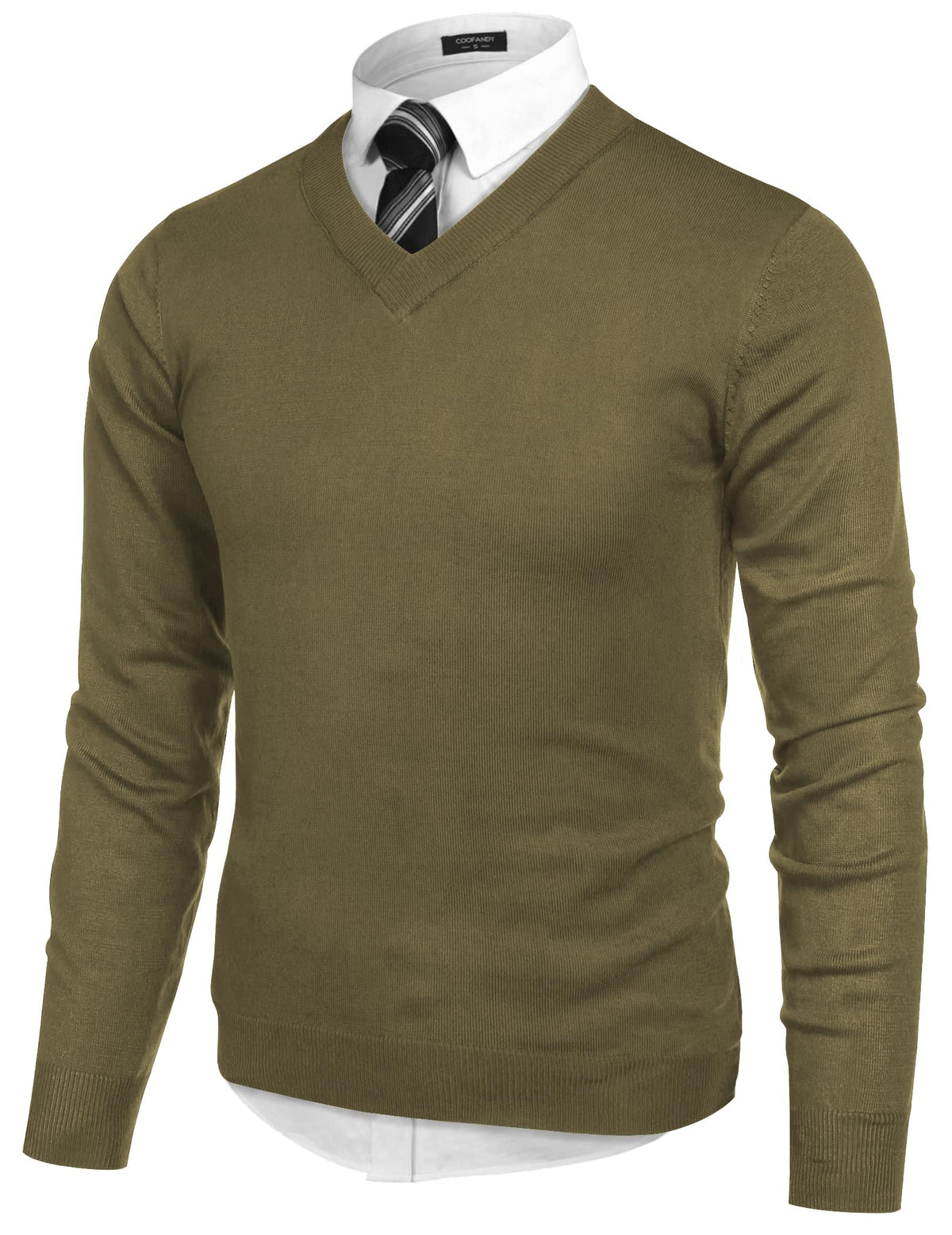 COOFANDY Mens V Neck Dress Sweater Knit Long Sleeve Pullover Sweaters
