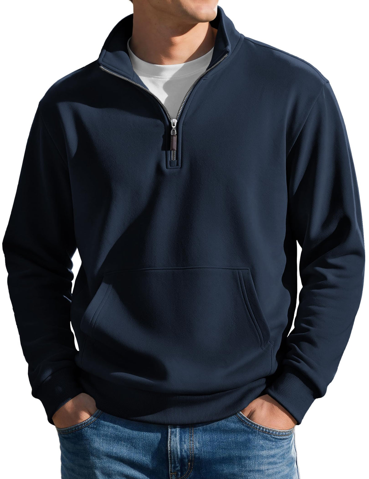 COOFANDY Mens Quarter Zip Pullover Sweatshirt Fleece-Lined Casual Sweater