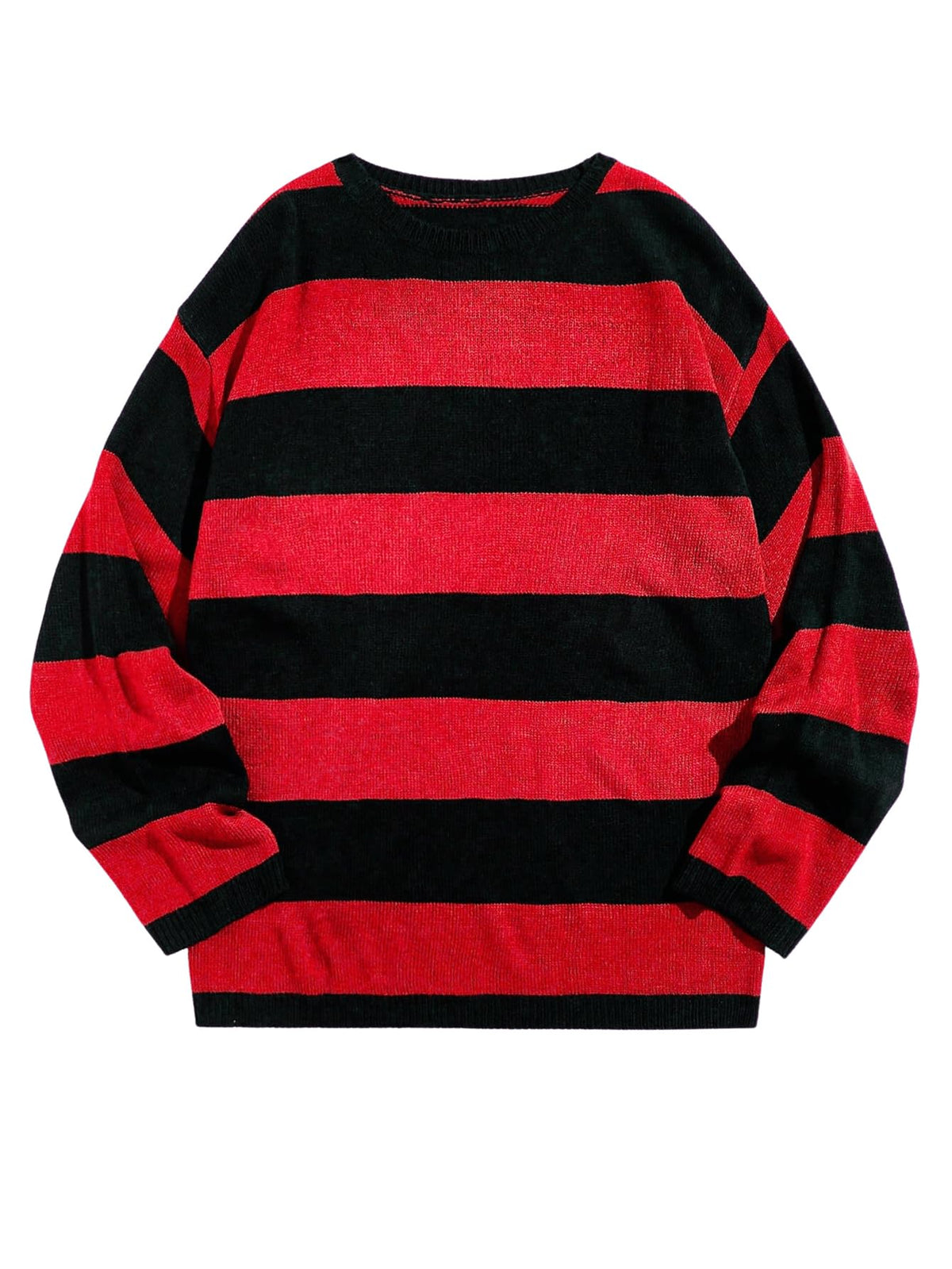 Floerns Men Striped Pullover Sweater Colorblock Crew Neck Knit Casual Tops