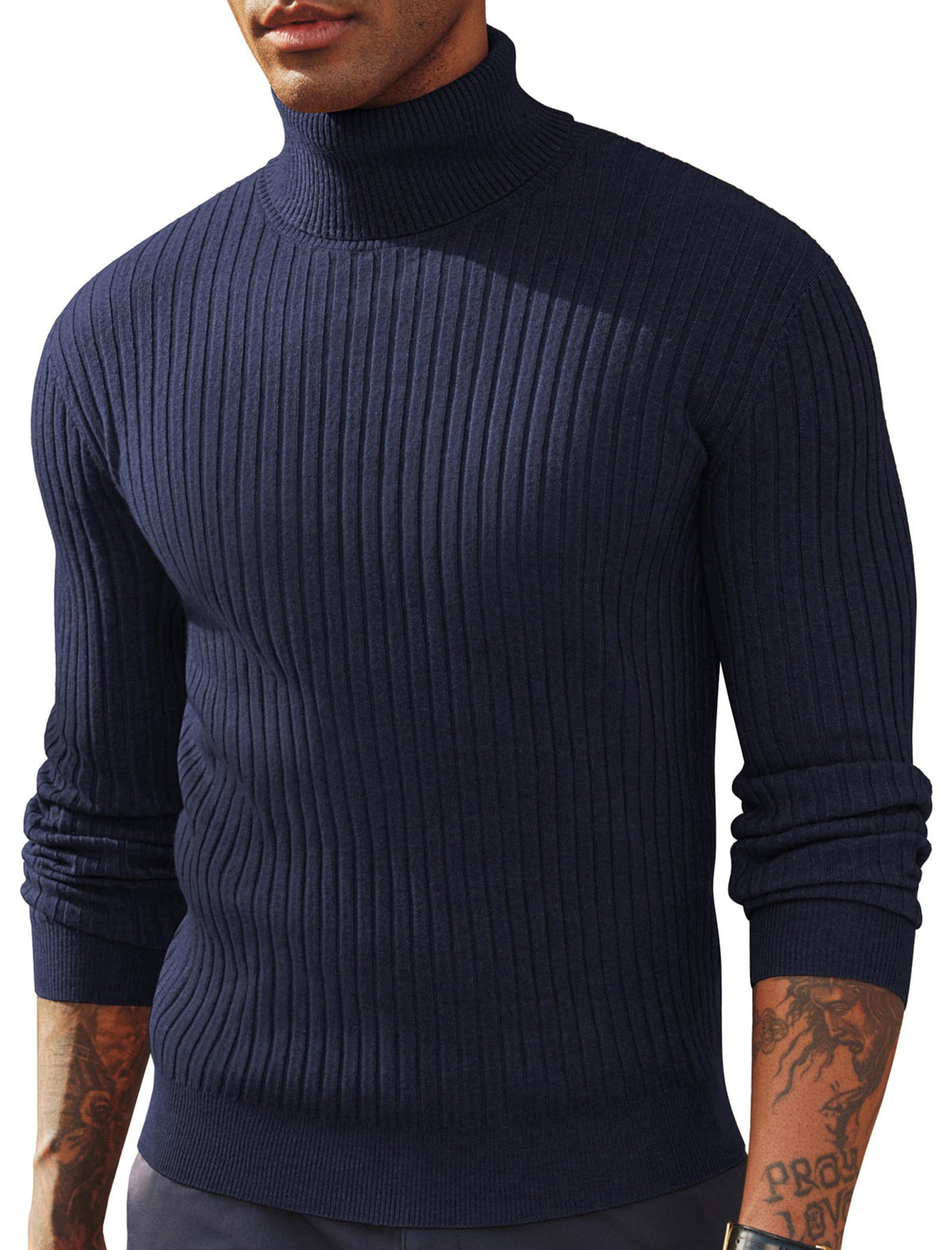 PJ PAUL JONES Men's Turtleneck Sweater Slim Fit Knitted Pullover