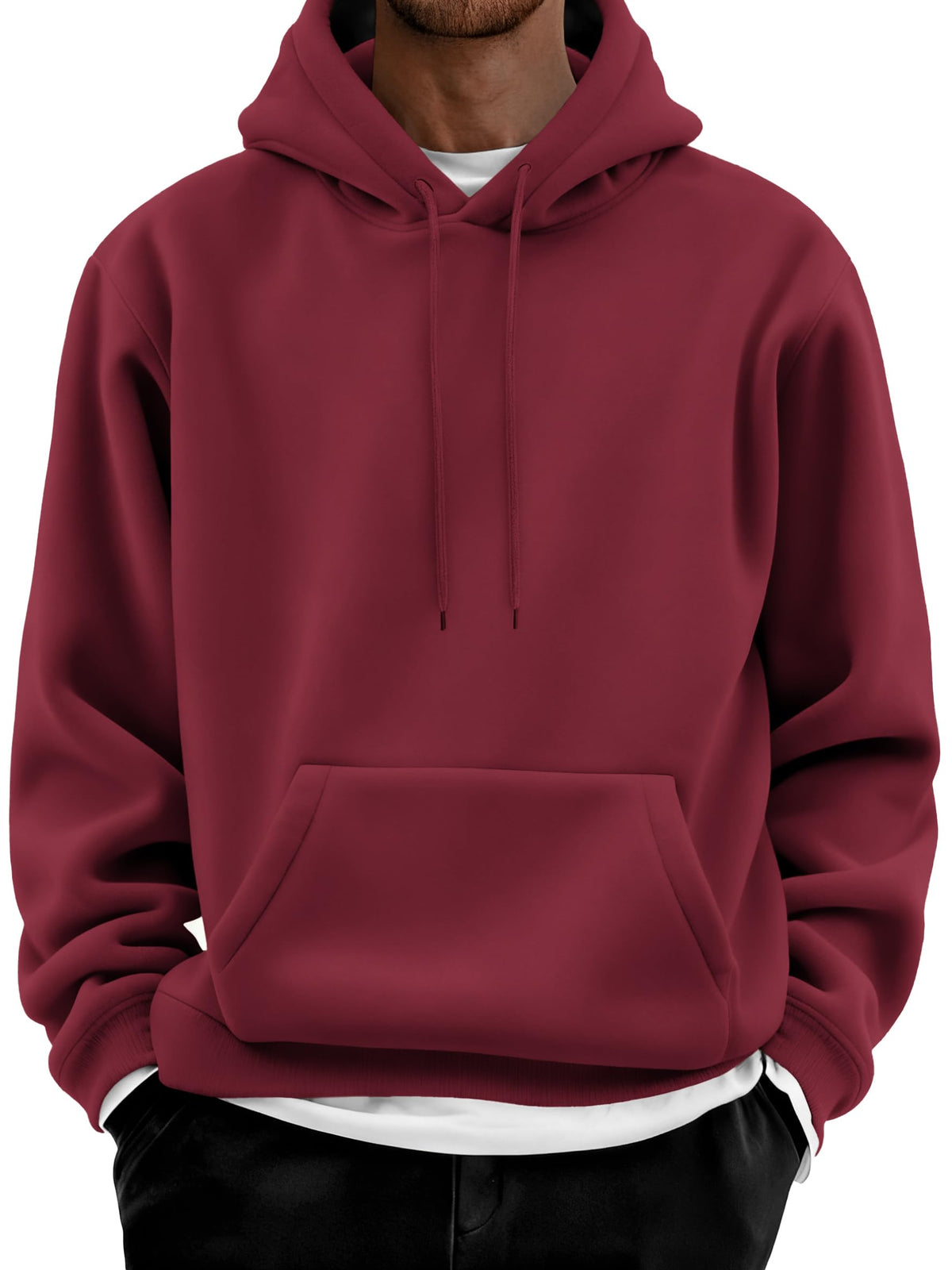 COOFANDY Men Cotton Fleece Hooded Sweatshirt Casual Long Sleeve Hoodies Pullover Fashion Drawstring Hoodie with Kanga Pocket
