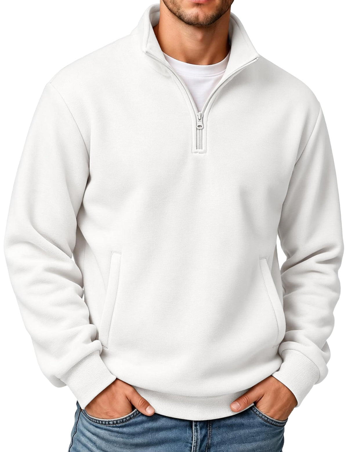 COOFANDY Mens Quarter Zip Pullover Sweatshirt Fleece Mock Neck with Pocket