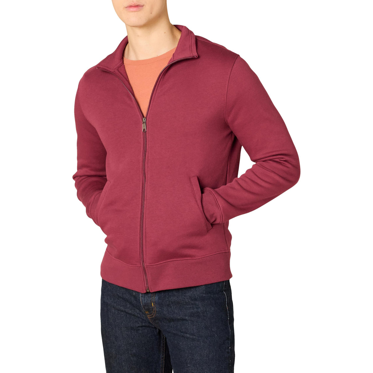 Amazon Essentials Men's Standard Full-Zip Fleece Mock Neck Midweight Sweatshirt with Pockets