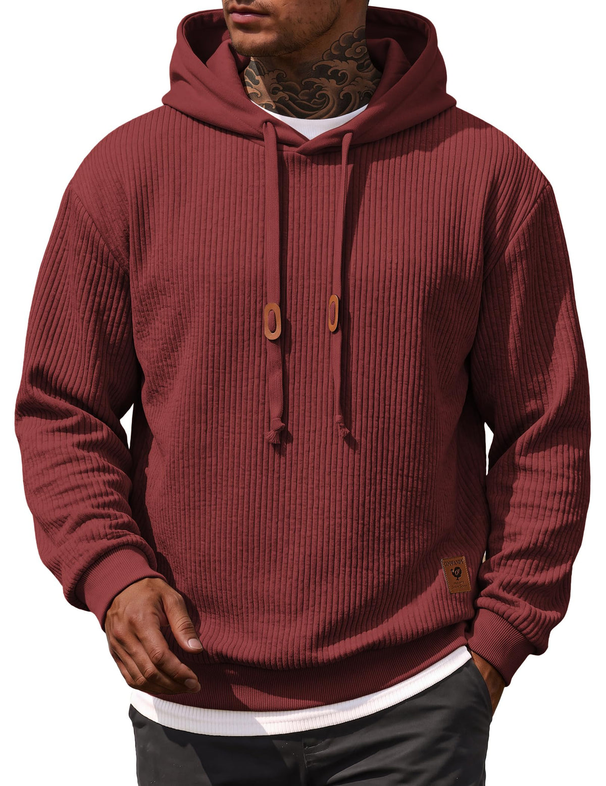 COOFANDY Men Hoodies Sweatshirt Casual Long Sleeve Drawstring Hood Pullover