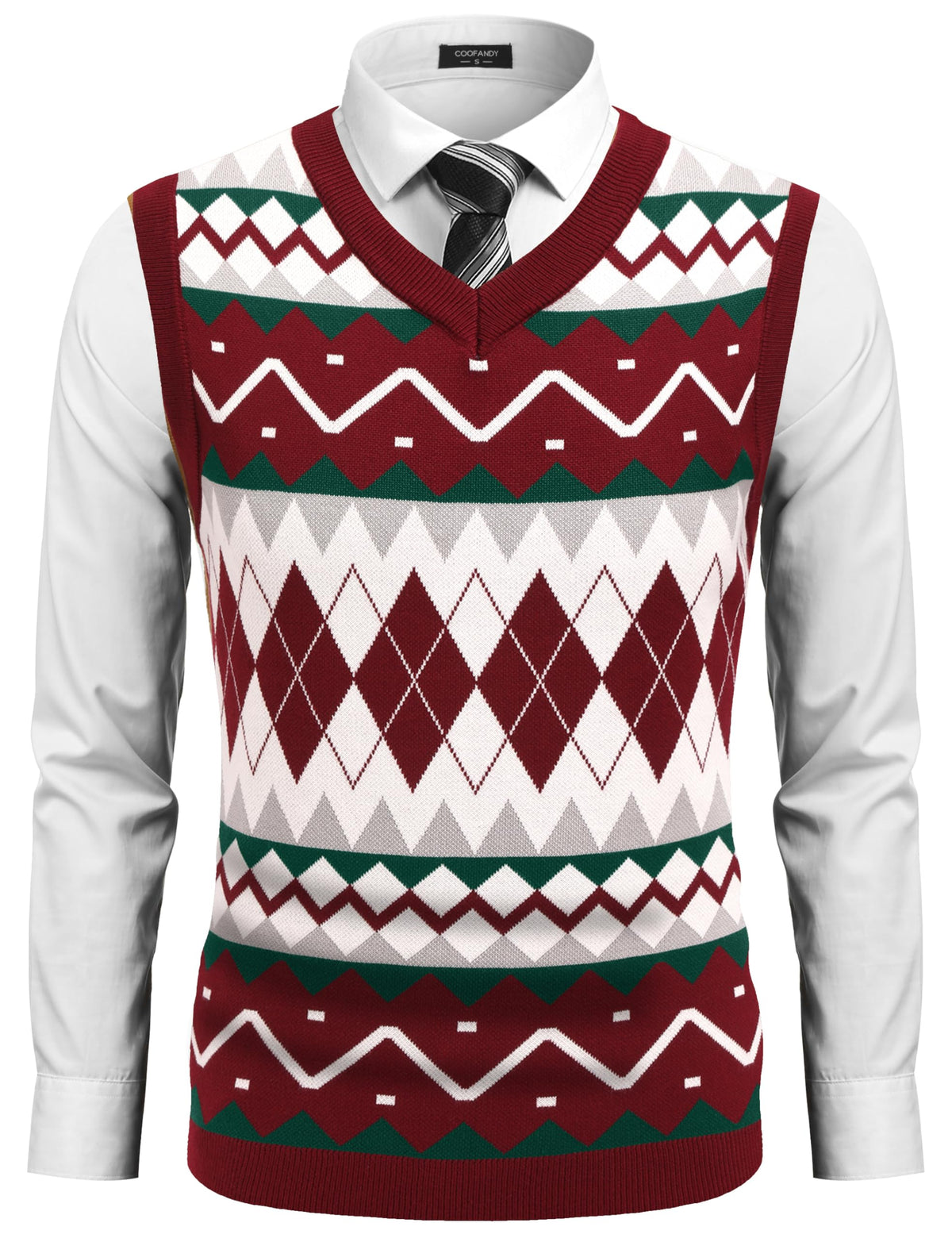 COOFANDY Men's Sleeveless V Neck Pullover Sweater Argyle Knit Vest Sweaters