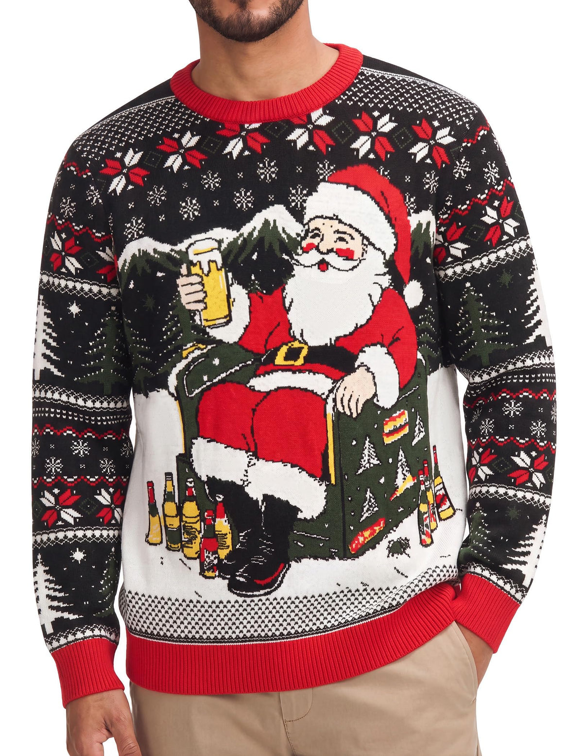 COOFANDY Ugly Christmas Sweater Mens Crewneck Long Sleeve Sweaters Pullover