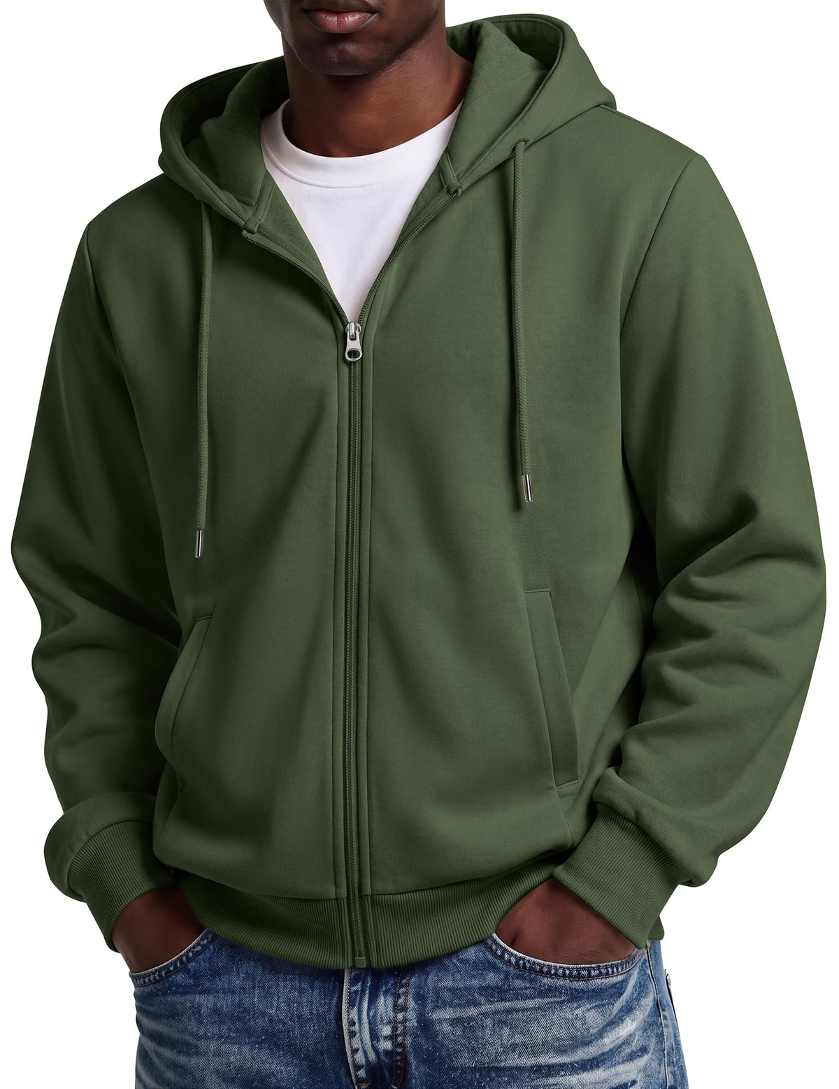 COOFANDY Men Full Zip Hoodie Fleece Zipper Sweatshirt Casual Hooded Jacket