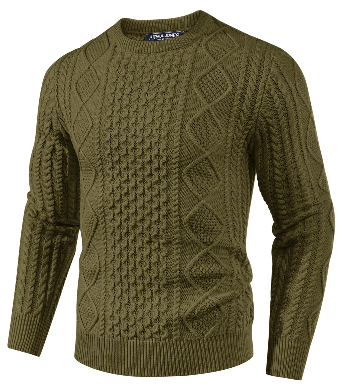 PJ PAUL JONES Mens Sweater Crewneck Cable Knit Pullover