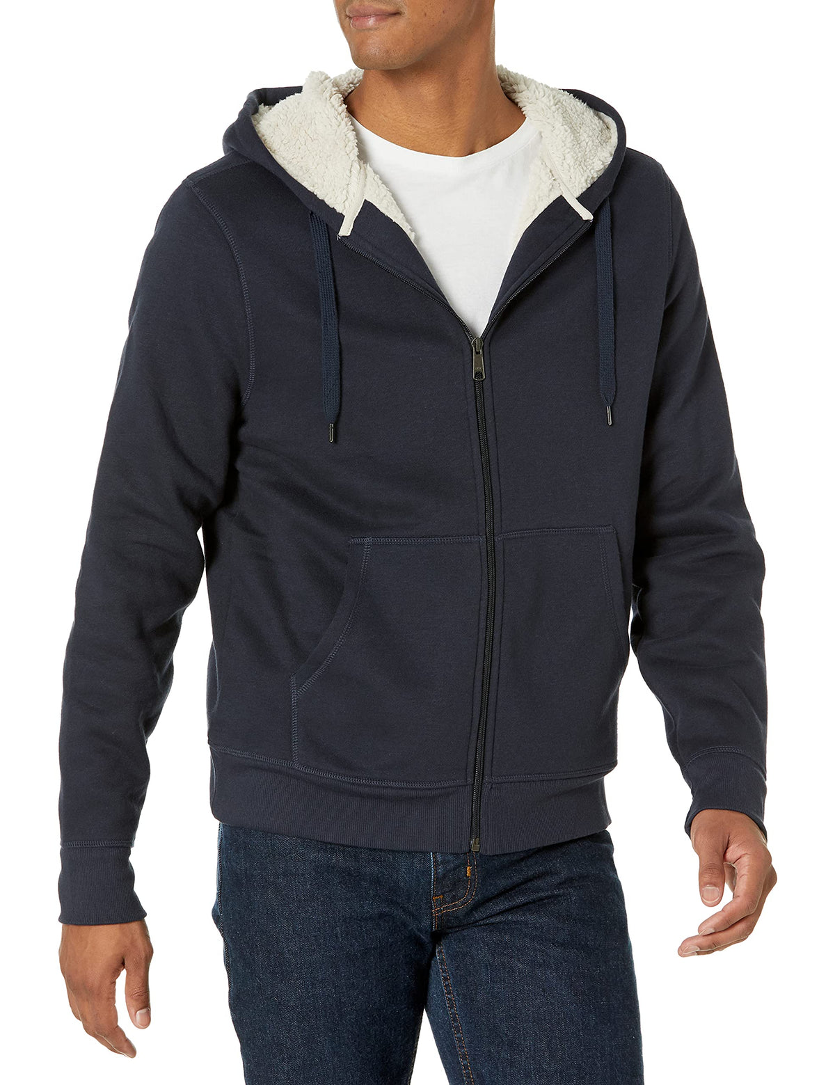 Amazon Essentials Men's Sherpa-Lined Full-Zip Fleece Hoodie Sweatshirt