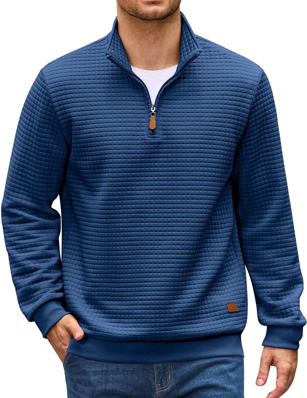COOFANDY Men's Quarter Zip Pullover Sweatshirts 1/4 Zip Long Sleeve Sweater