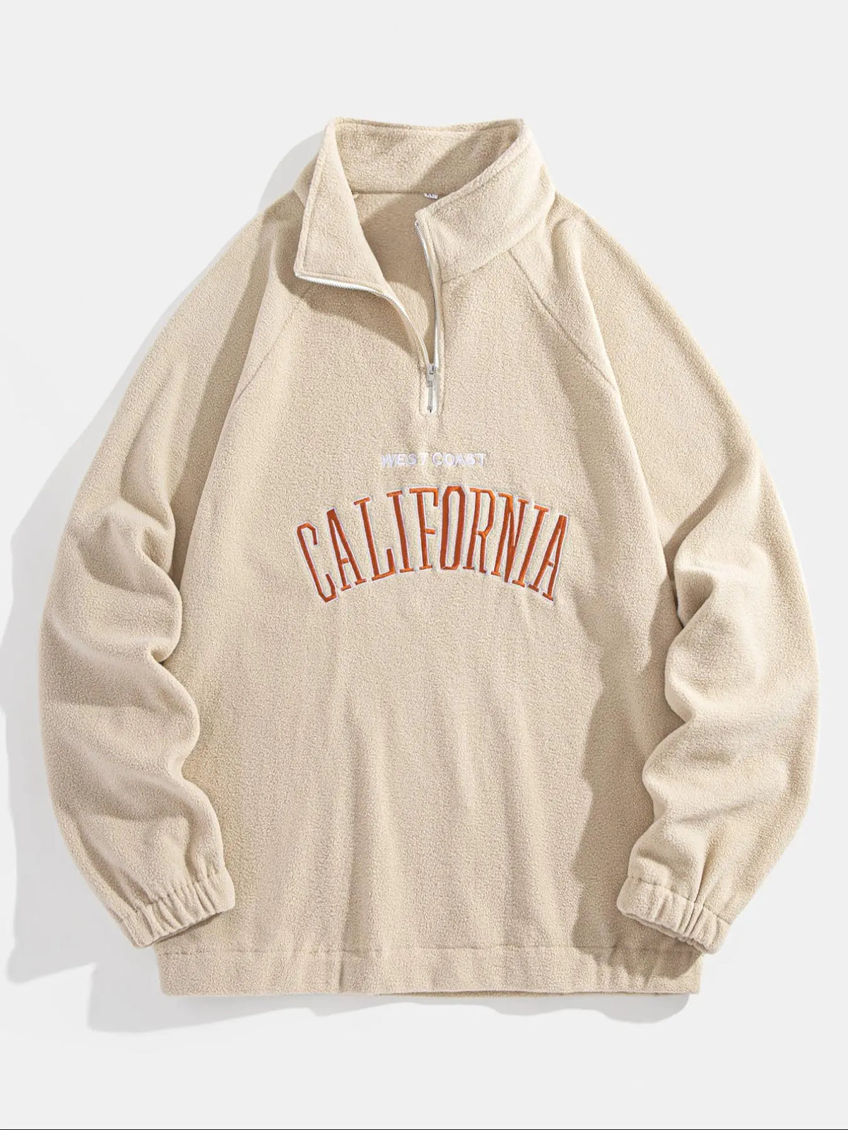 Men's Letter Embroidery Polar Fleece Quarter Zip Sweatshirt, Casual Regular Fit Raglan Sleeve Stand Collar Pullover for Fall & Winter, Fashion Men's Clothes for Daily Wear, Long Sleeve, Casual Style Sweatshirt, Menswear, Tops