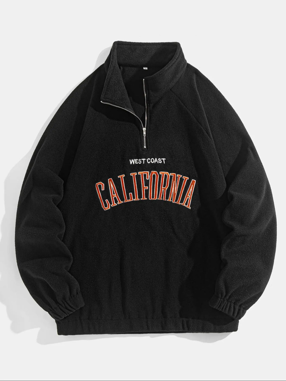 Men's Letter Embroidery Polar Fleece Quarter Zip Sweatshirt, Casual Regular Fit Raglan Sleeve Stand Collar Pullover for Fall & Winter, Fashion Men's Clothes for Daily Wear, Long Sleeve, Casual Style Sweatshirt, Menswear, Tops