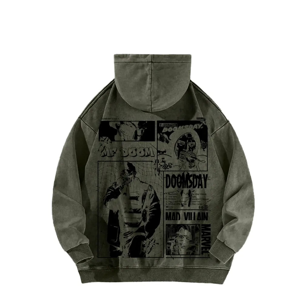 Acid Wash Hoodie, 90s hip-hop street style hoodie,suitable for rappers and retro music lovers, streetwear fashion