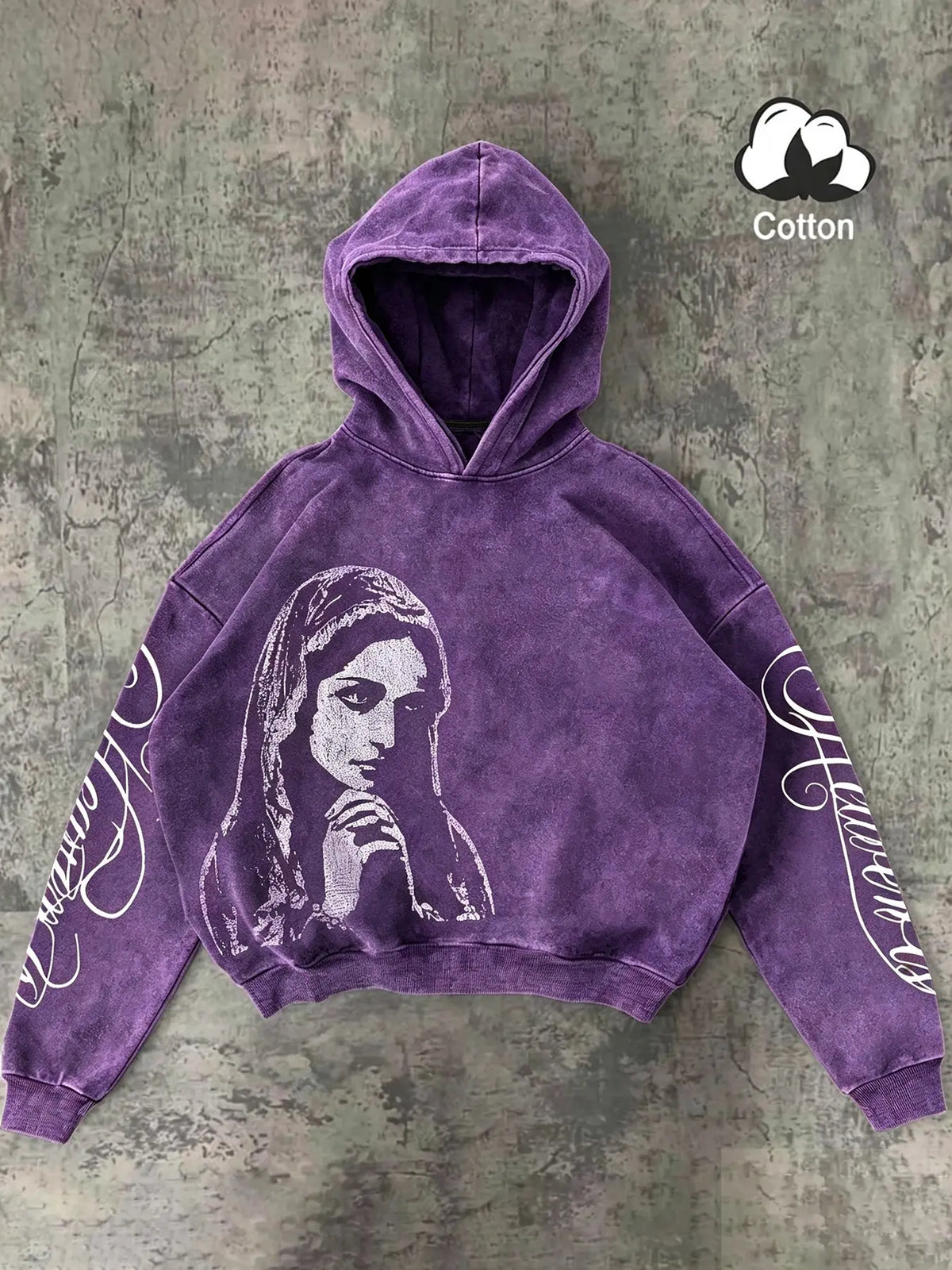 Men's Dark Religious Hoodie, Geometric Pattern, Cotton Washed, Fitted Casual Style, All Seasons, Streetwear, Daily Wear, Faith Sweatshirt