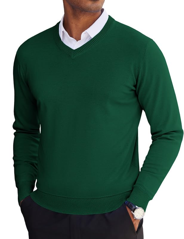COOFANDY Men's V Neck Sweater Lightweight Knitted Pullover Sweaters