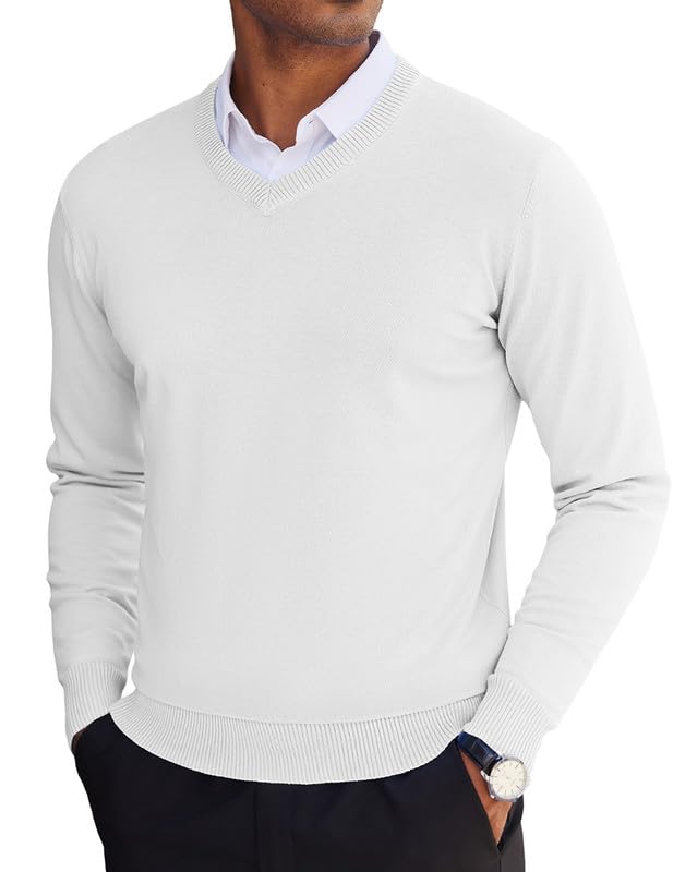 COOFANDY Men's V Neck Sweater Lightweight Knitted Pullover Sweaters