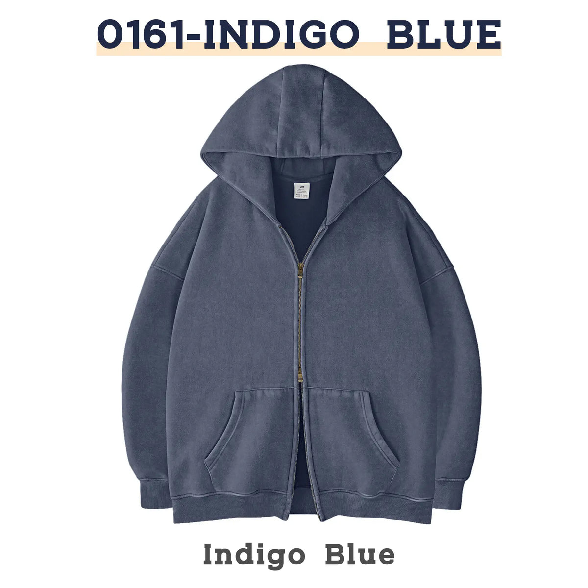 FAIABLE Unisex Oversized Zip-Up Hoodie in Acid Wash Heavyweight Cotton Fleece with Oversized Pockets & Stretch Ribbed Cuffs for Men & Women Casual Sweatshirt