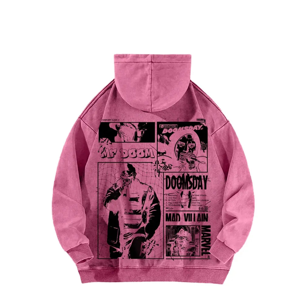Acid Wash Hoodie, 90s hip-hop street style hoodie,suitable for rappers and retro music lovers, streetwear fashion
