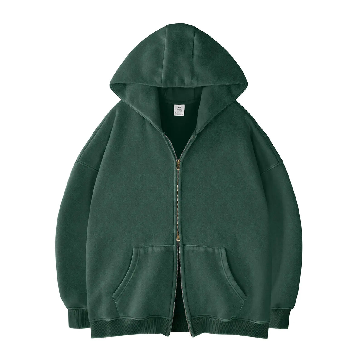 FAIABLE Unisex Oversized Zip-Up Hoodie in Acid Wash Heavyweight Cotton Fleece with Oversized Pockets & Stretch Ribbed Cuffs for Men & Women Casual Sweatshirt