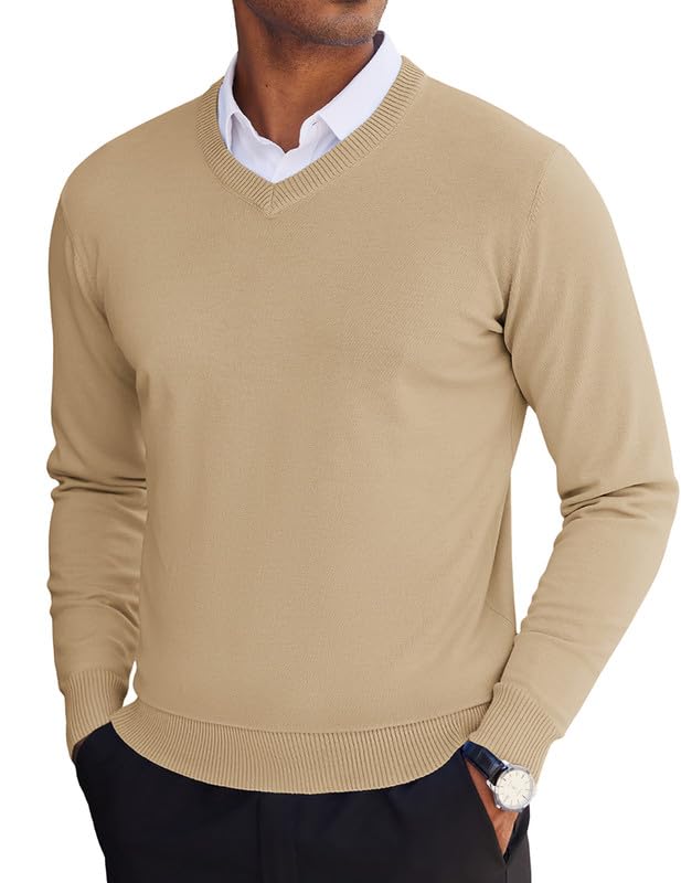 COOFANDY Men's V Neck Sweater Lightweight Knitted Pullover Sweaters