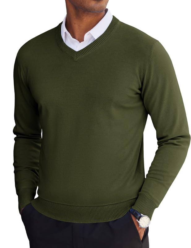 COOFANDY Men's V Neck Sweater Lightweight Knitted Pullover Sweaters