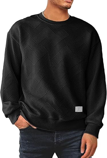 Dokotoo Men Crewneck Sweatshirts Casual Loose Fit Pullover Shirt