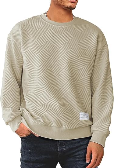 Dokotoo Men Crewneck Sweatshirts Casual Loose Fit Pullover Shirt
