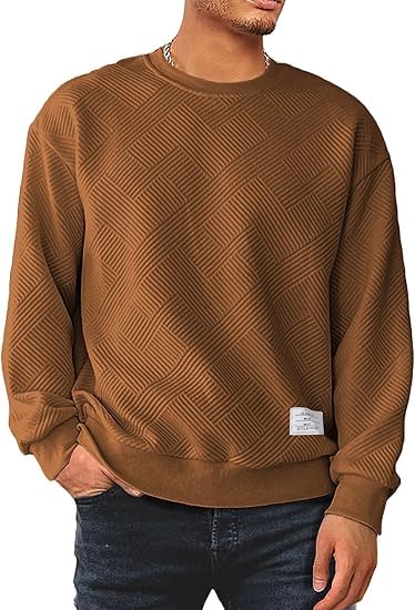 Dokotoo Men Crewneck Sweatshirts Casual Loose Fit Pullover Shirt