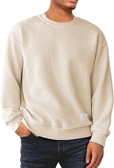 Dokotoo Men Crewneck Sweatshirts Casual Loose Fit Pullover Shirt