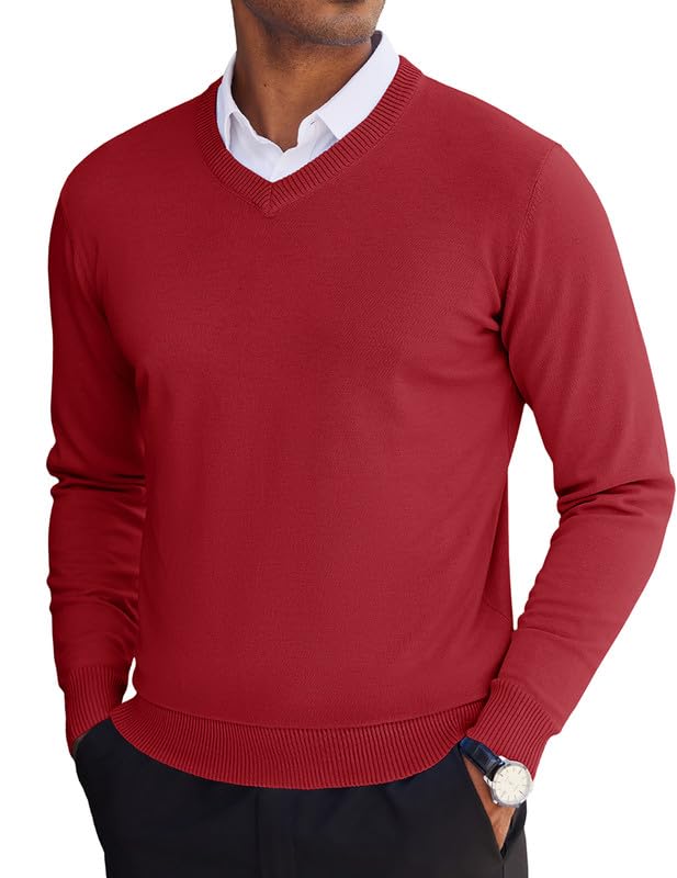 COOFANDY Men's V Neck Sweater Lightweight Knitted Pullover Sweaters