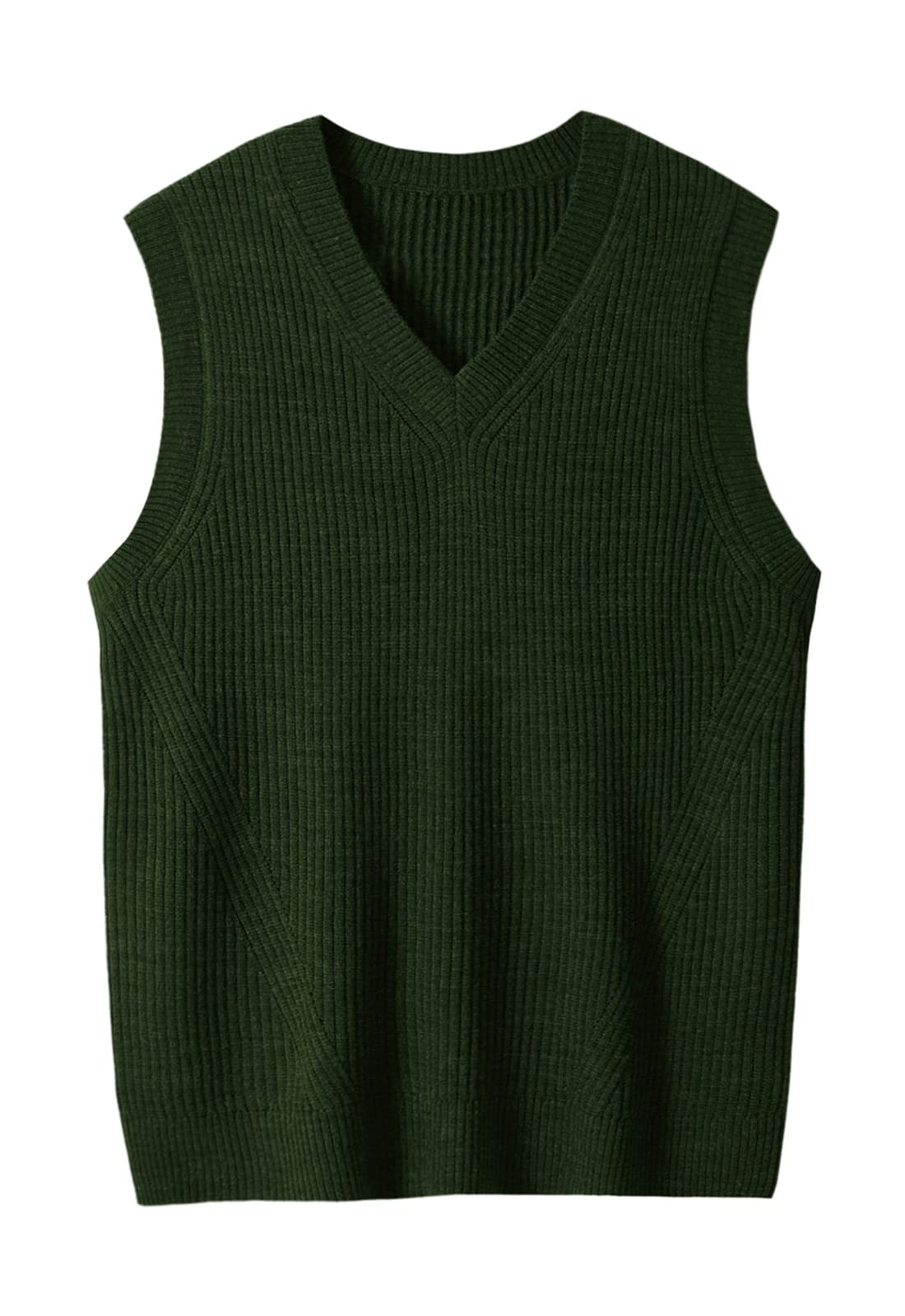 ZHILI Men's Merino Wool Blend V-Neck Sleeveless Pullover Sweater Vest