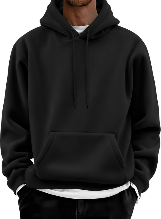 COOFANDY Men Cotton Fleece Hooded Sweatshirt Casual Long Sleeve Hoodies Pullover Fashion Drawstring Hoodie with Kanga Pocket
