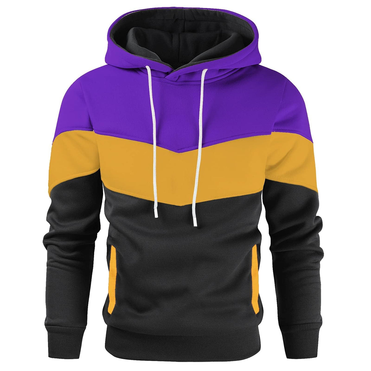 Gesean Men's Novelty Color Block Pullover Fleece Hoodie Casual Sweatshirt