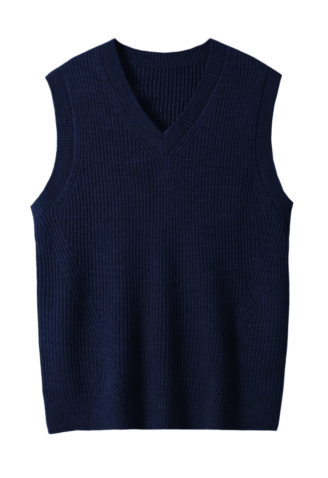 ZHILI Men's Merino Wool Blend V-Neck Sleeveless Pullover Sweater Vest