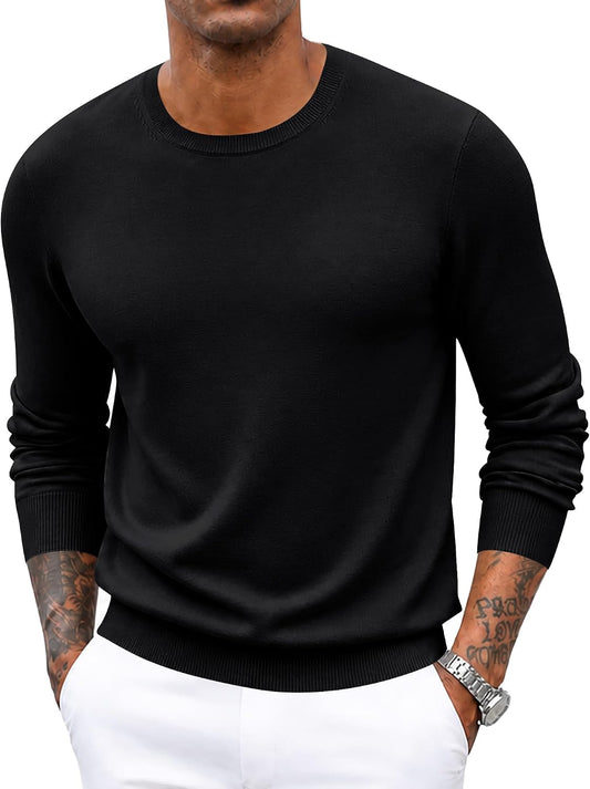 Poriff Men's Crewneck Sweater Wool Blend Knit Long Sleeve Pullover Sweaters