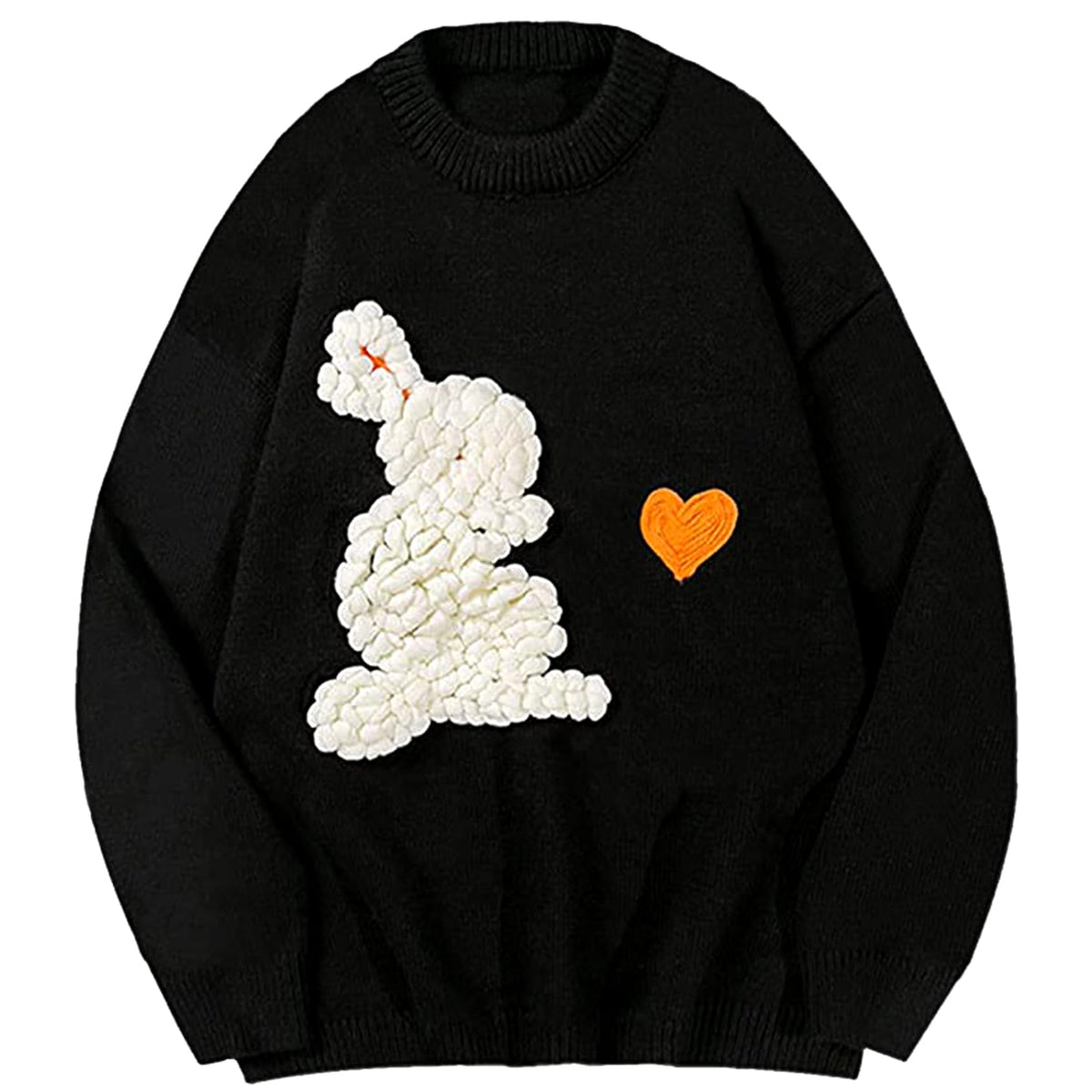 Yimoon Men Oversized Sweater Graphic Knit Jumper Unisex Crewneck Pullover