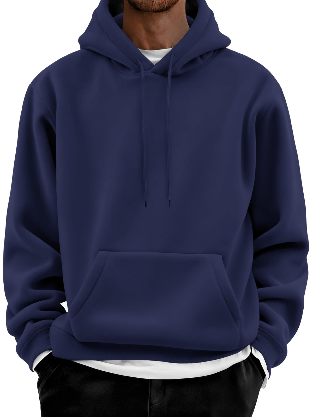 COOFANDY Men Cotton Fleece Hooded Sweatshirt Casual Long Sleeve Hoodies Pullover Fashion Drawstring Hoodie with Kanga Pocket
