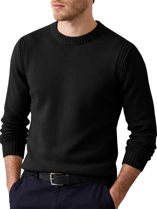 Runcati Mens Crewneck Pullover Sweater Casual Long Sleeve Slim Fit Sweaters