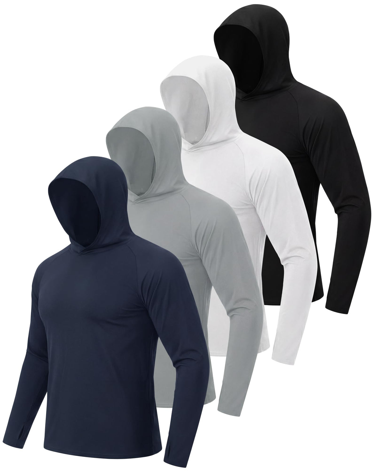 4 Pack Sun Hoodie for Men UV UPF 50+ Lightweight Fishing Shirts Rash Guard