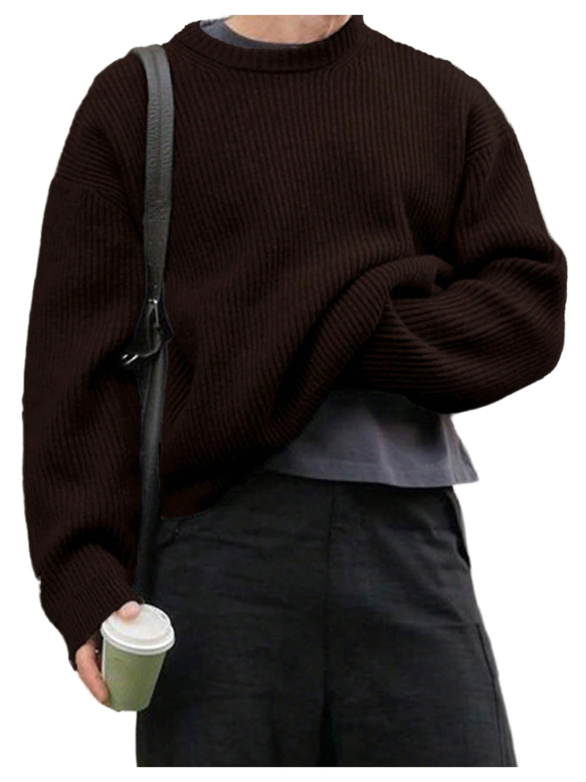 SOLY HUX Men's Long Sleeve Crew Neck Knitted Pullover Sweaters