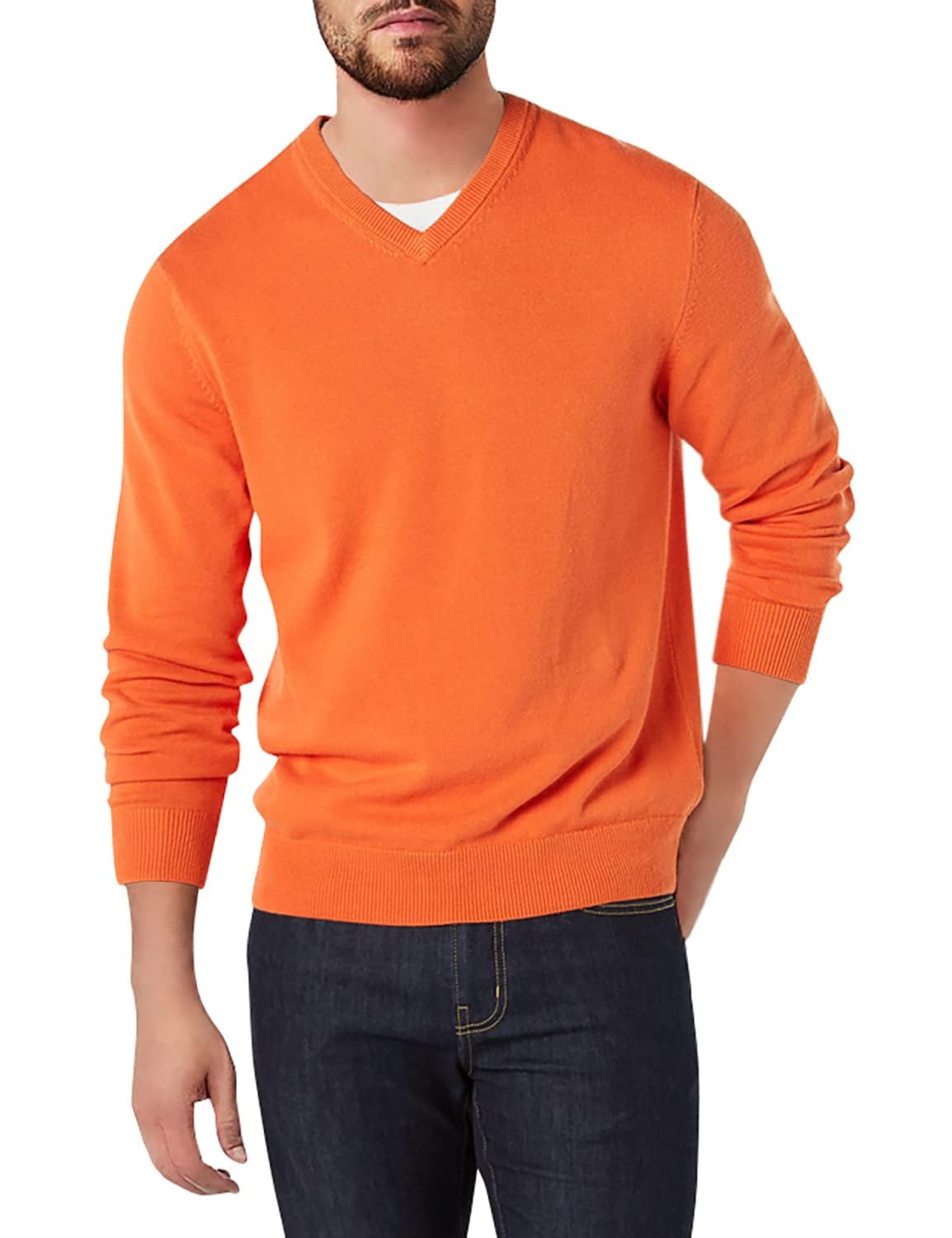 Amazon Essentials Men's Regular Fit Cotton V-Neck Pullover Sweater (Available in Big & Tall)